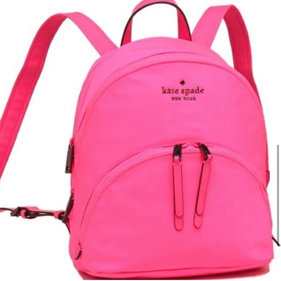 Kate Spade Nylon Medium Neon 3 Compartment Backpack Radiant Pink - Picture 4 of 10